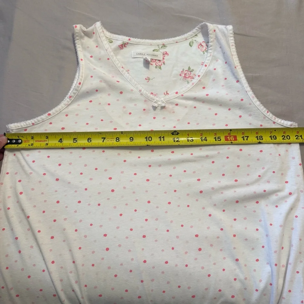 Midnight by Carole Hochman White Top with Pink Polka Dots